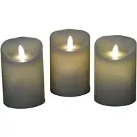 Warm White LED Dancing Flame Candle with Timer 3 Pack - Cream