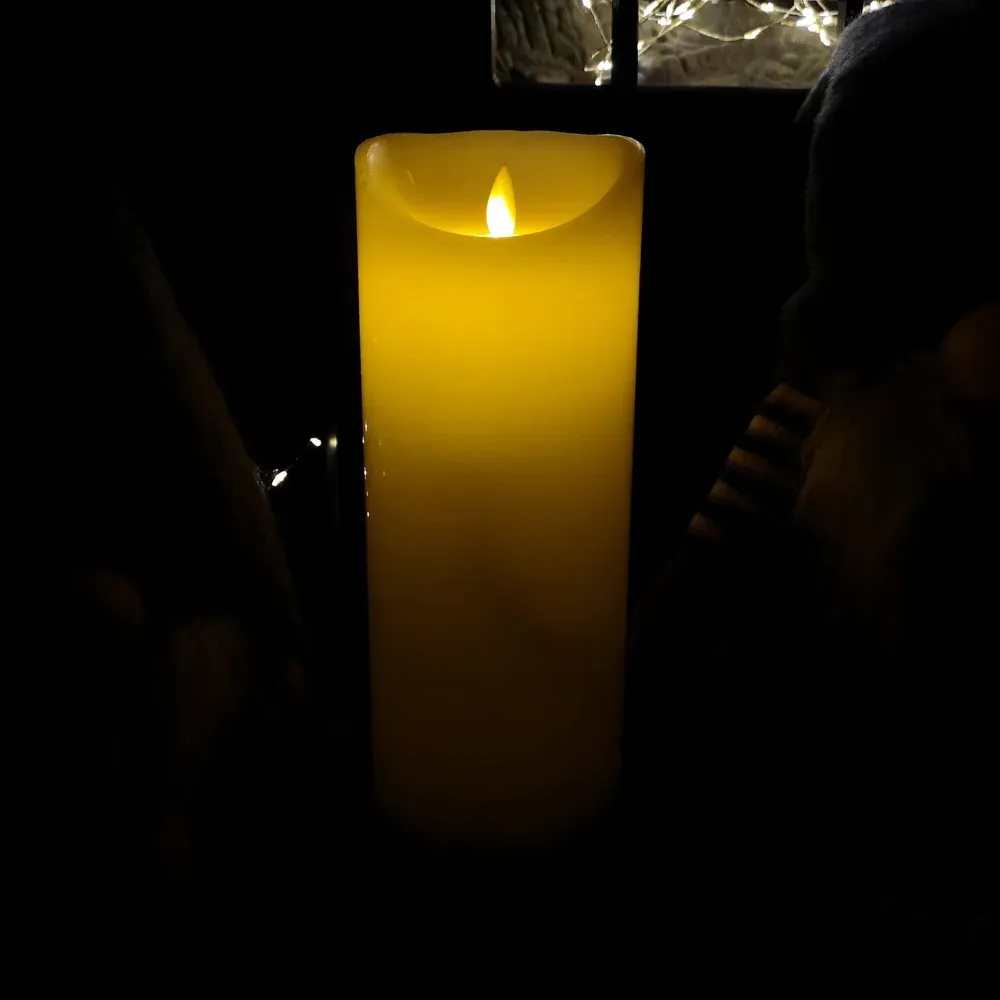 Warm White LED Dancing Flame Candle with Timer - Cream