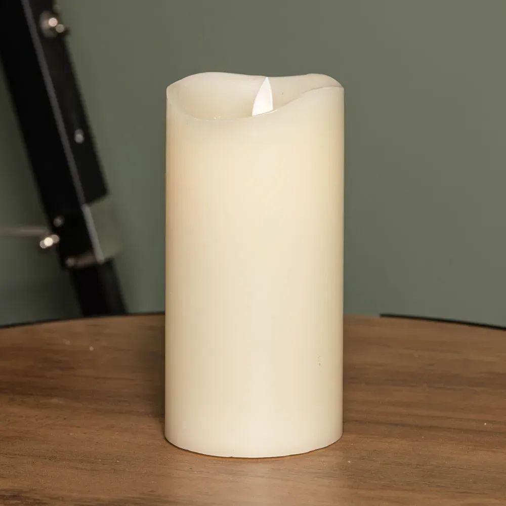 Warm White LED Dancing Flame Wax Candle 3 Pack - Cream