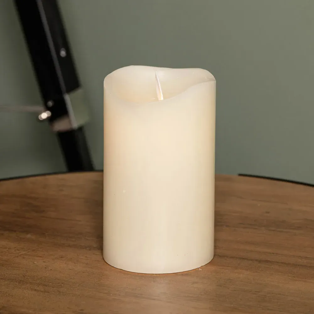 Warm White LED Dancing Flame Wax Candle 3 Pack - Cream