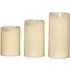 Warm White LED Dancing Flame Wax Candle 3 Pack - Cream