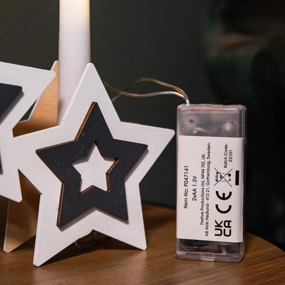 White Wooden Christmas Candle Bridge with Star - White