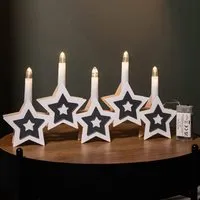 White Wooden Christmas Candle Bridge with Star - White