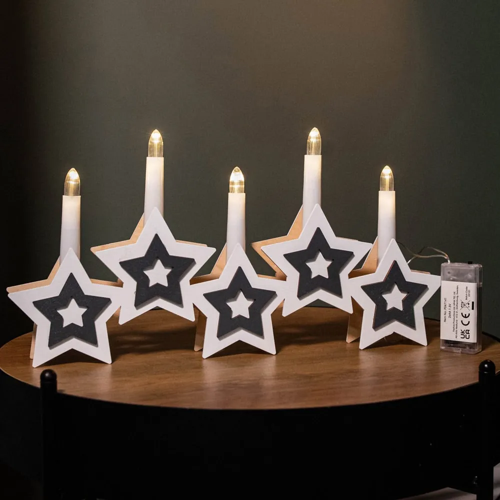 White Wooden Christmas Candle Bridge with Star - White image