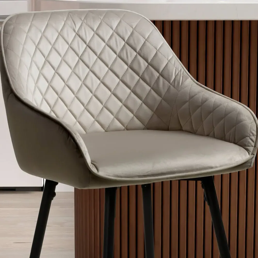 Savanna Bar Stool Set of 2 - Mink, Brushed Velvet