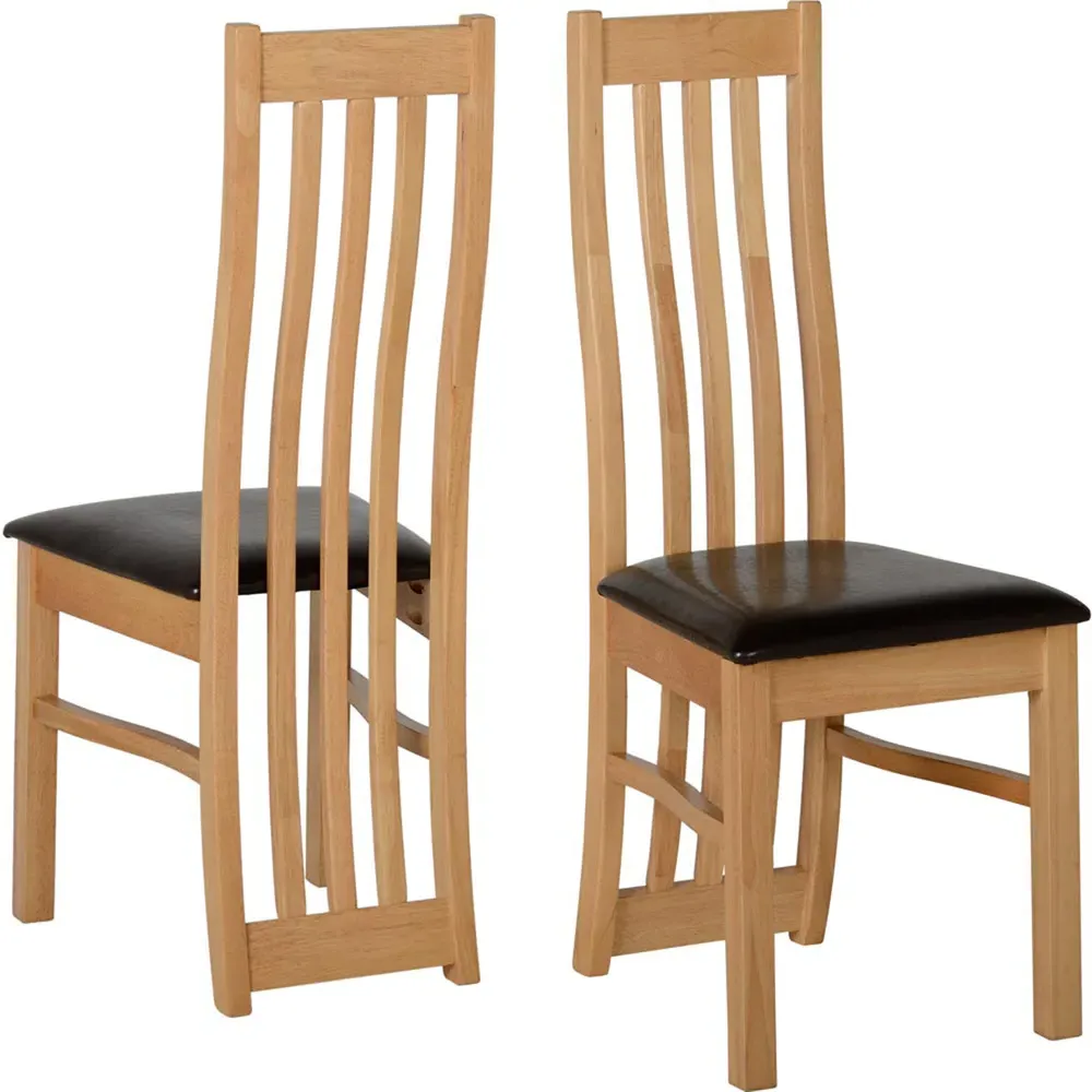 Ainsley Set of 2 Dining Chairs - Brown, Oak Veneer