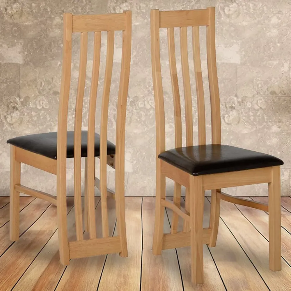 Ainsley Set of 2 Dining Chairs - Brown, Oak Veneer