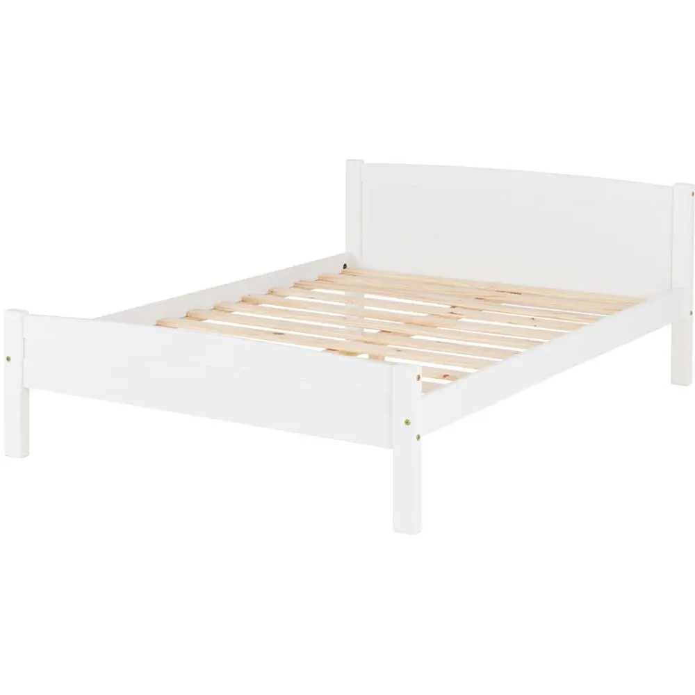 Amber Double Bed Frame - White, Pine