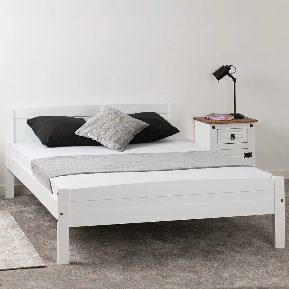 Amber Double Bed Frame - White, Pine