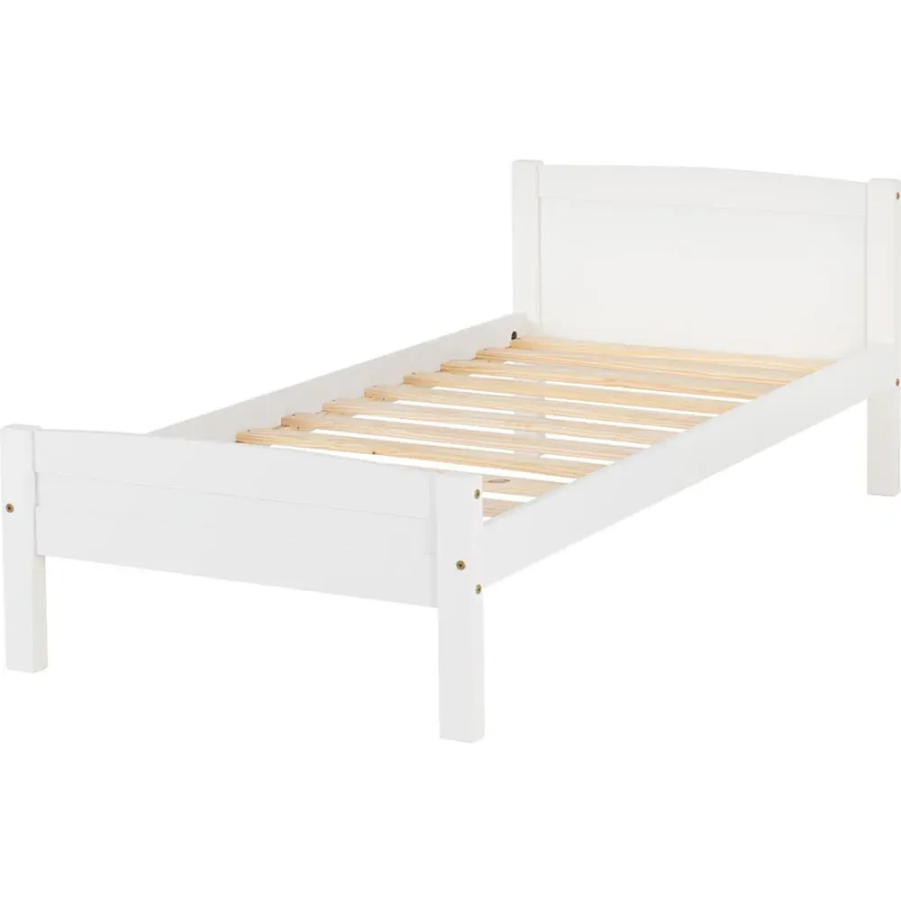 Amber Single Bed Frame - White, Pine