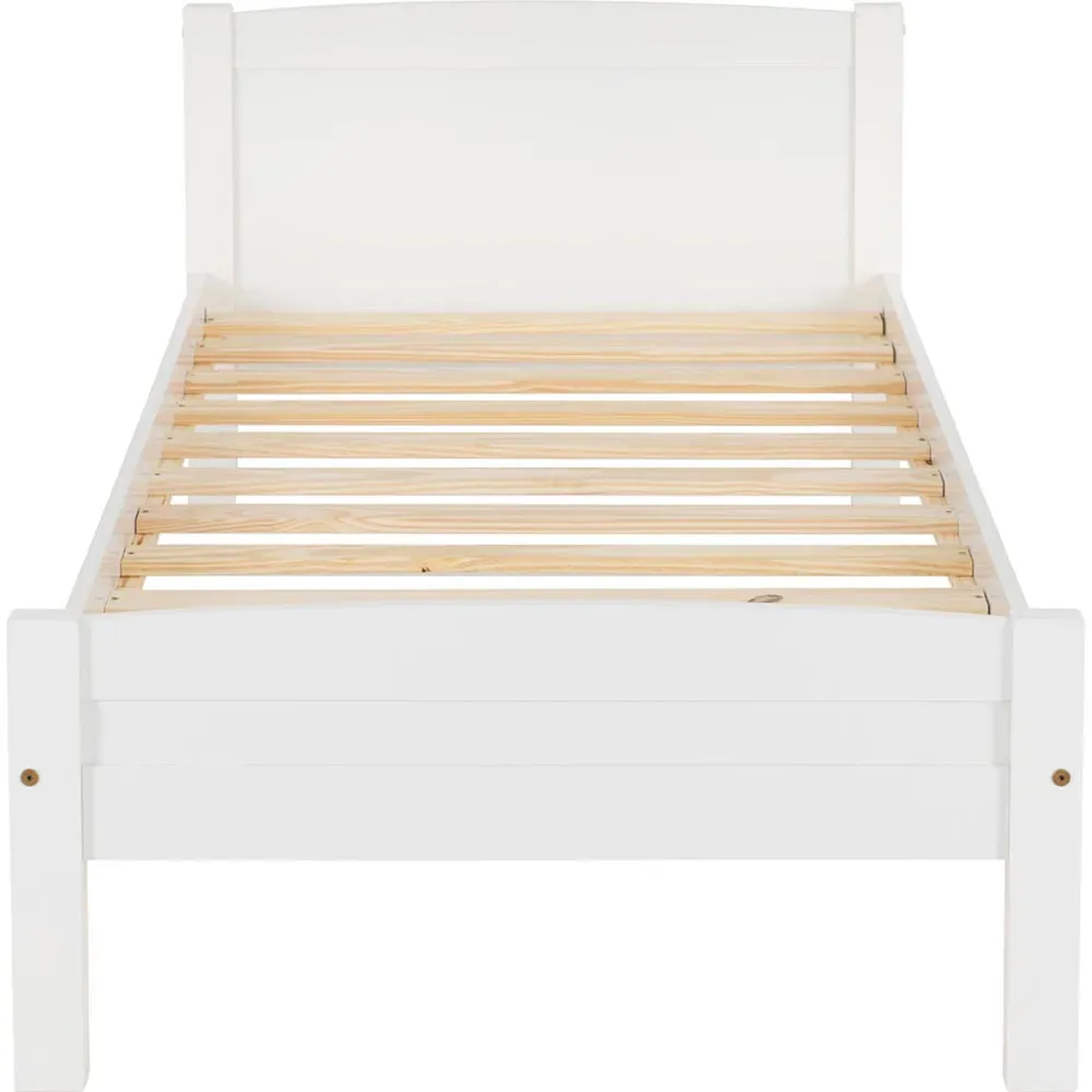 Amber Single Bed Frame - White, Pine