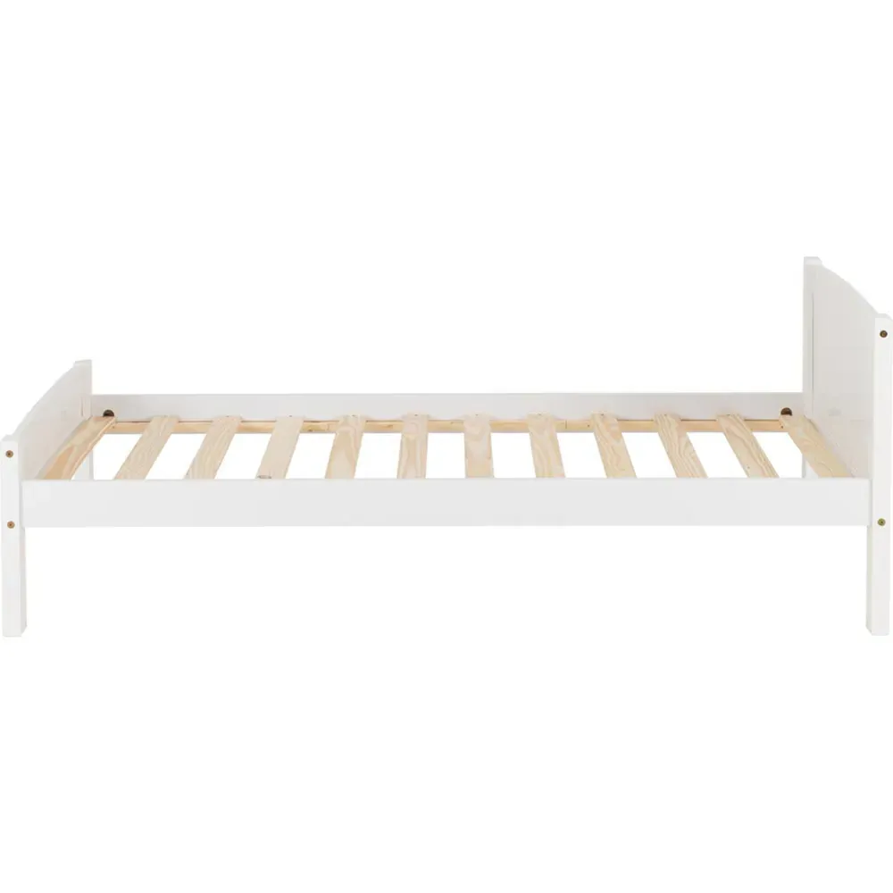 Amber Single Bed Frame - White, Pine