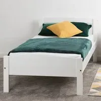 Amber Single Bed Frame - White, Pine