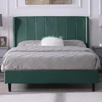 Amelia Double Bed Frame - Green, Velvet