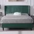 Amelia Double Bed Frame - Green, Velvet