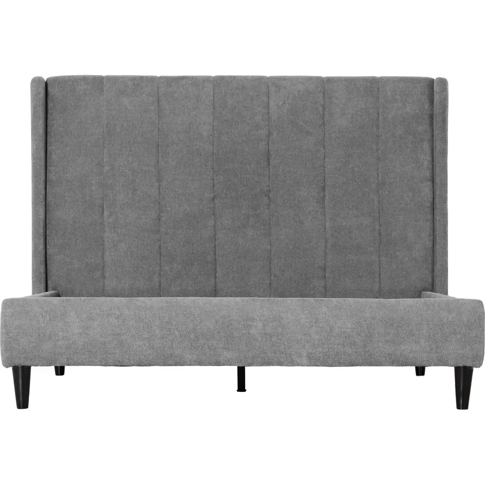 Amelia Double Bed Frame - Grey, Velvet