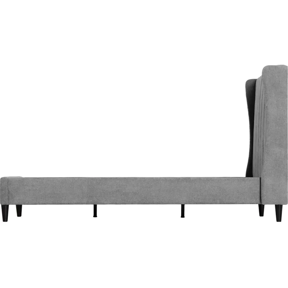 Amelia Double Bed Frame - Grey, Velvet