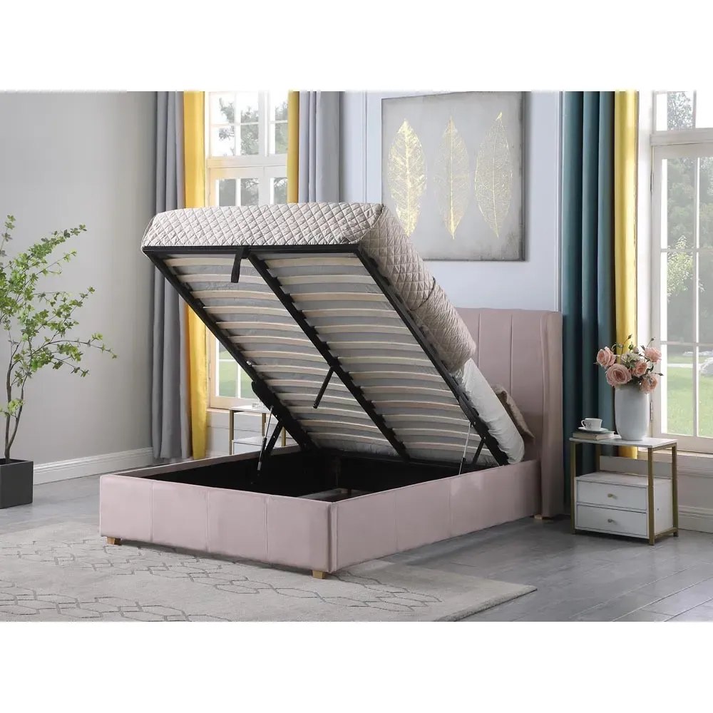 Amelia Double Ottoman Storage Bed Frame - Pink, Fabric