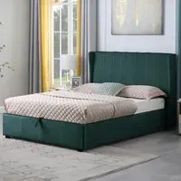 Amelia King Size Ottoman Storage Bed Frame - Green, Fabric