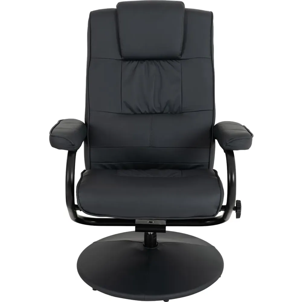 Ascot Recliner Chair with Footstool - Blue, PU