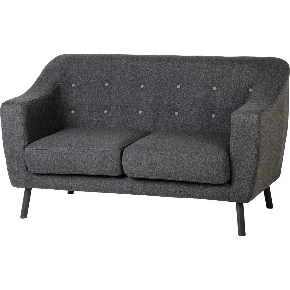 Ashley 2-Seater Sofa with Buttoned Detail - Dark Grey, Fabric