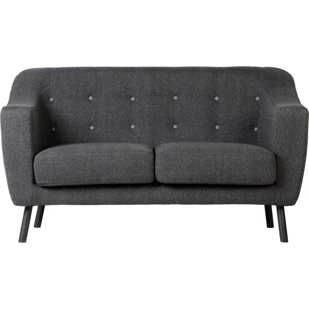 Ashley 2-Seater Sofa with Buttoned Detail - Dark Grey, Fabric