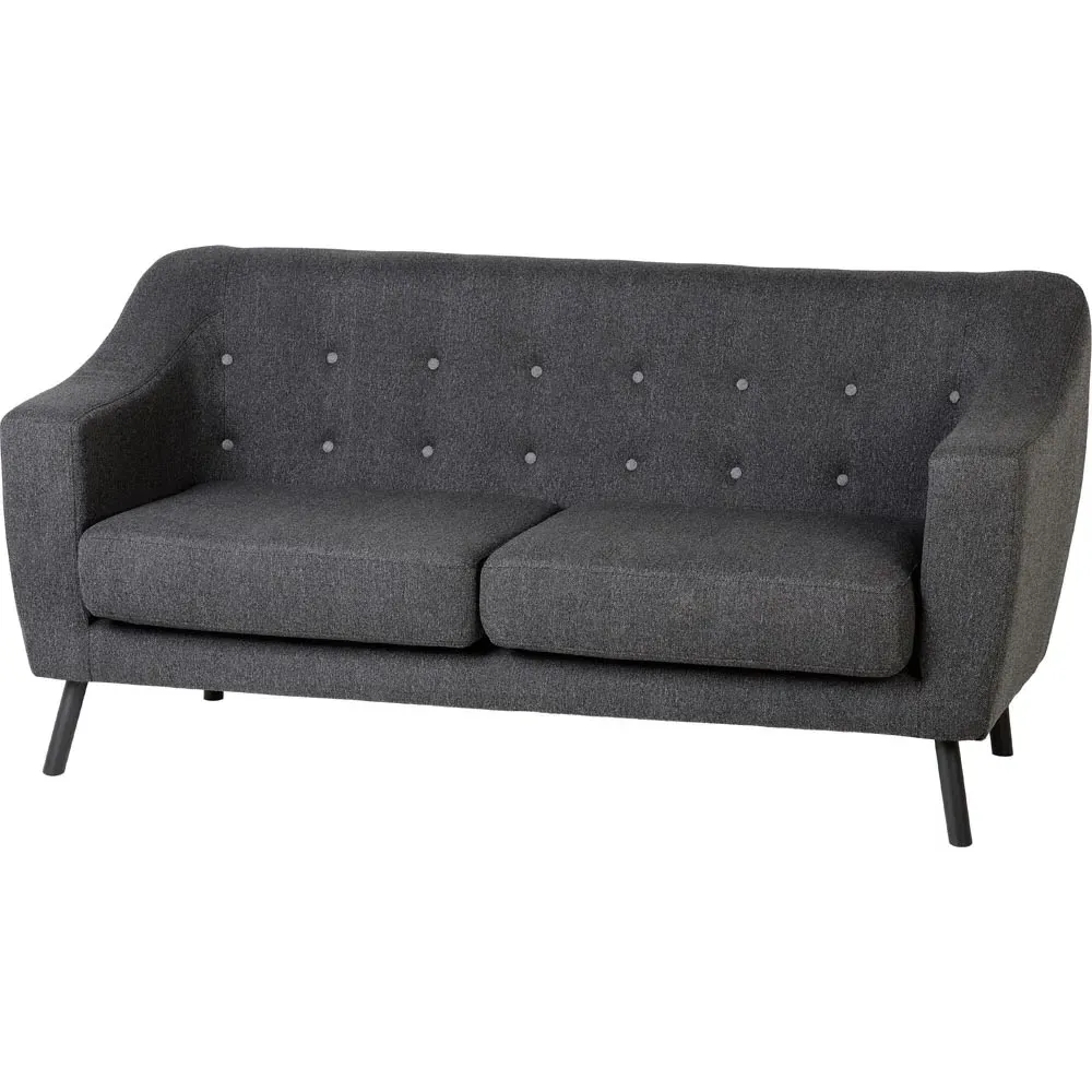 Ashley 3-Seater Sofa with Buttoned Detail - Dark Grey, Fabric