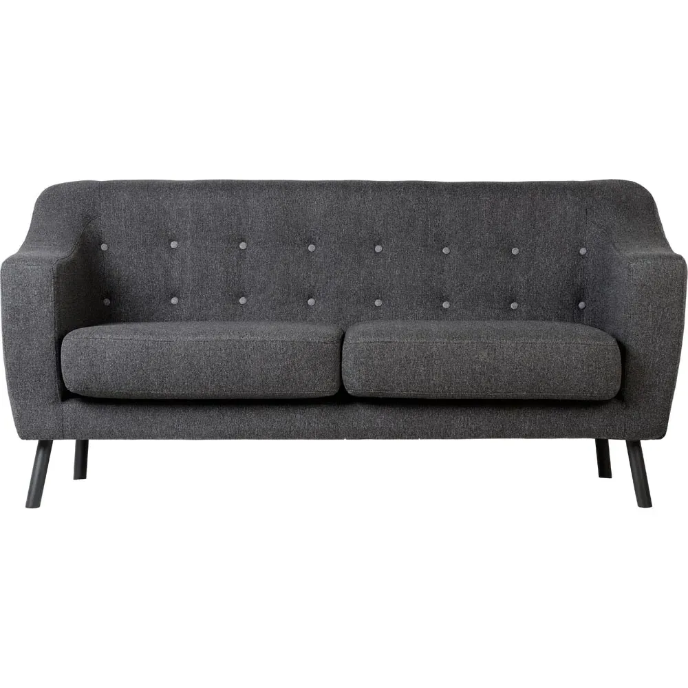 Ashley 3-Seater Sofa with Buttoned Detail - Dark Grey, Fabric