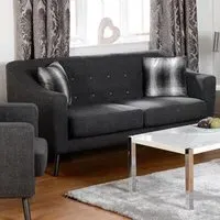 Ashley 3-Seater Sofa with Buttoned Detail - Dark Grey, Fabric