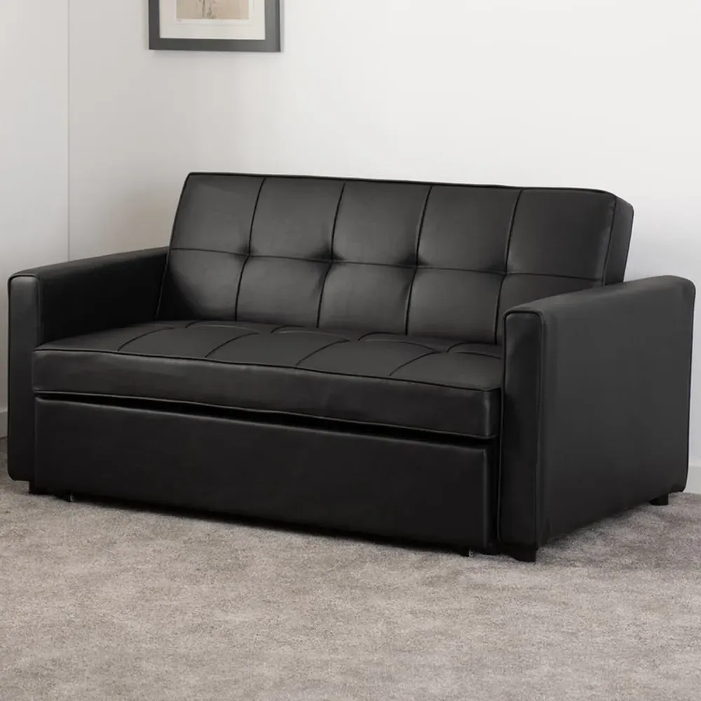 Astoria Double Sleeper Sofa Bed - Black, PU image
