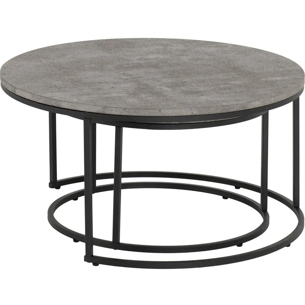 Athens Round Nest of Tables Set of 2 - Grey, Concrete