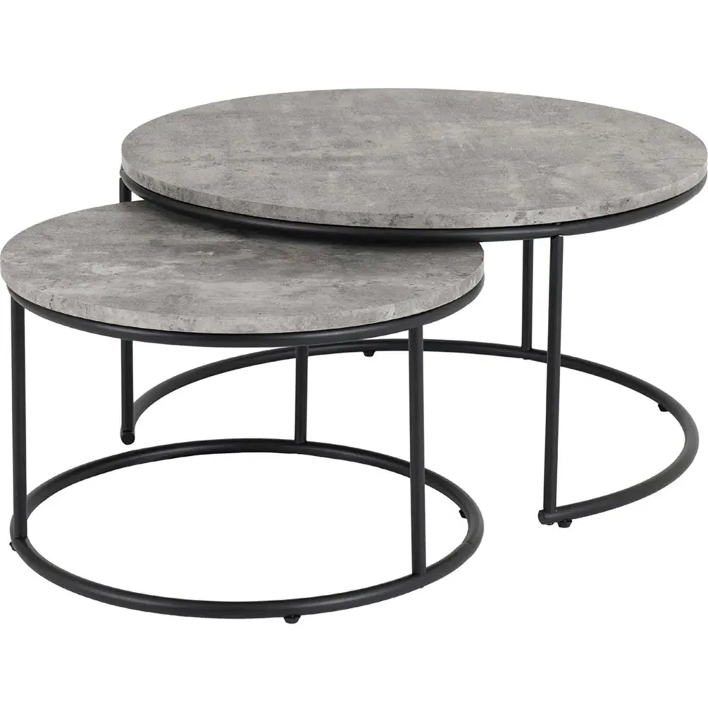 Athens Round Nest of Tables Set of 2 - Grey, Concrete