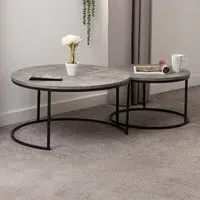 Athens Round Nest of Tables Set of 2 - Grey, Concrete