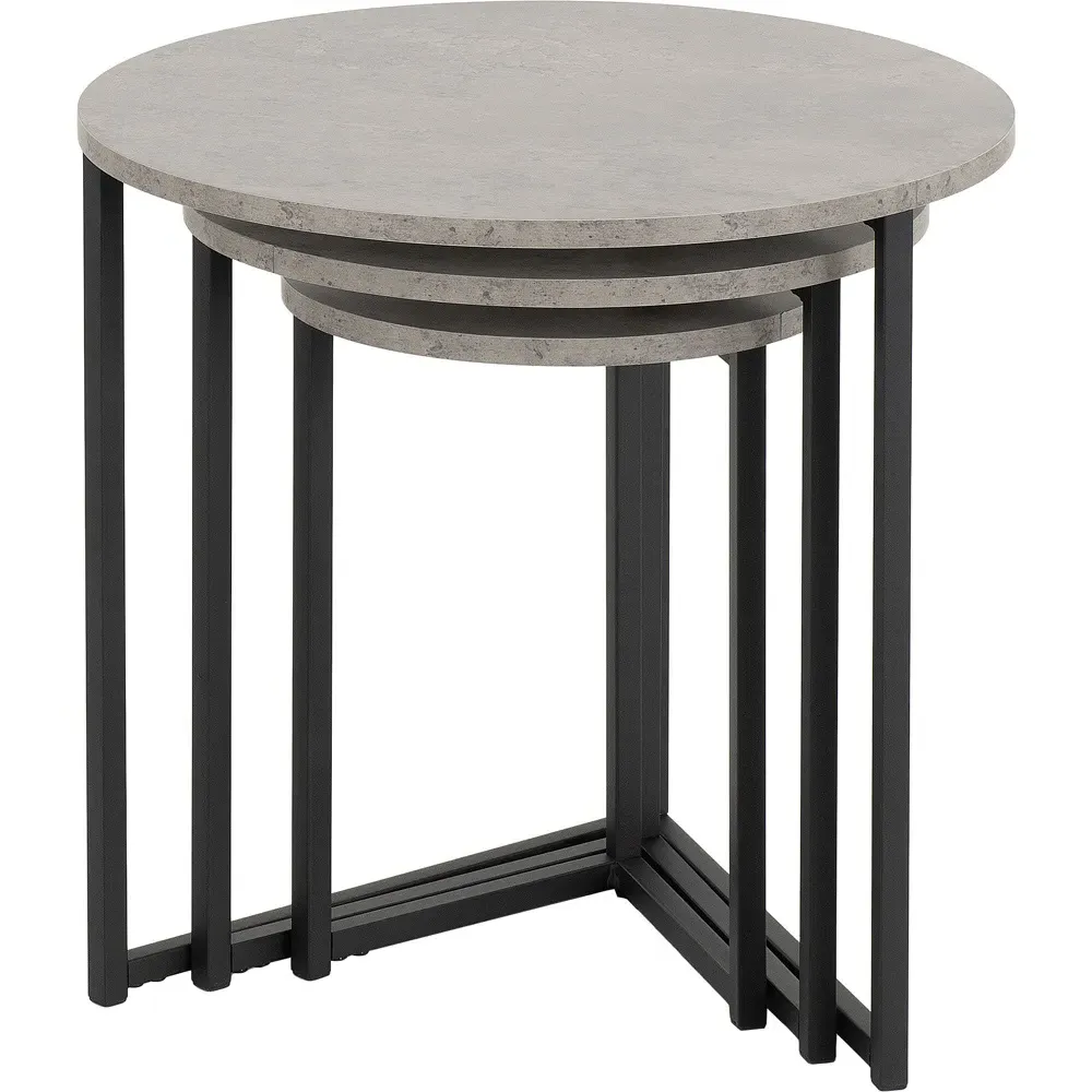 Athens Round Nest of Tables Set of 3 - Grey, Concrete