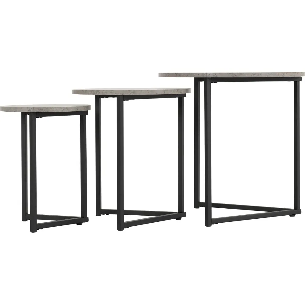 Athens Round Nest of Tables Set of 3 - Grey, Concrete