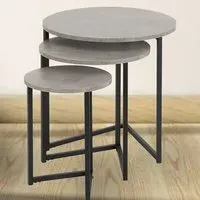 Athens Round Nest of Tables Set of 3 - Grey, Concrete