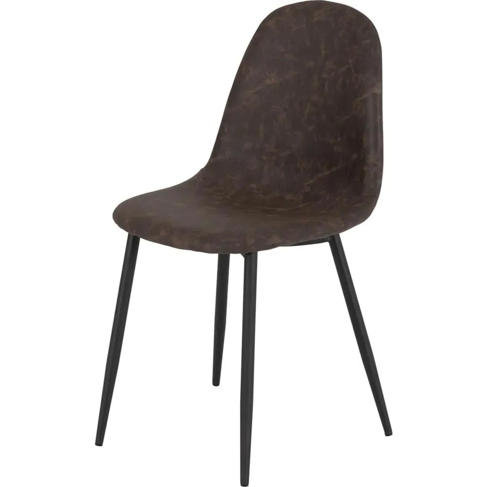 Athens Set of 2 Dining Chairs - Brown, PU Leather