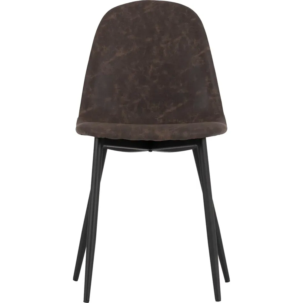 Athens Set of 2 Dining Chairs - Brown, PU Leather