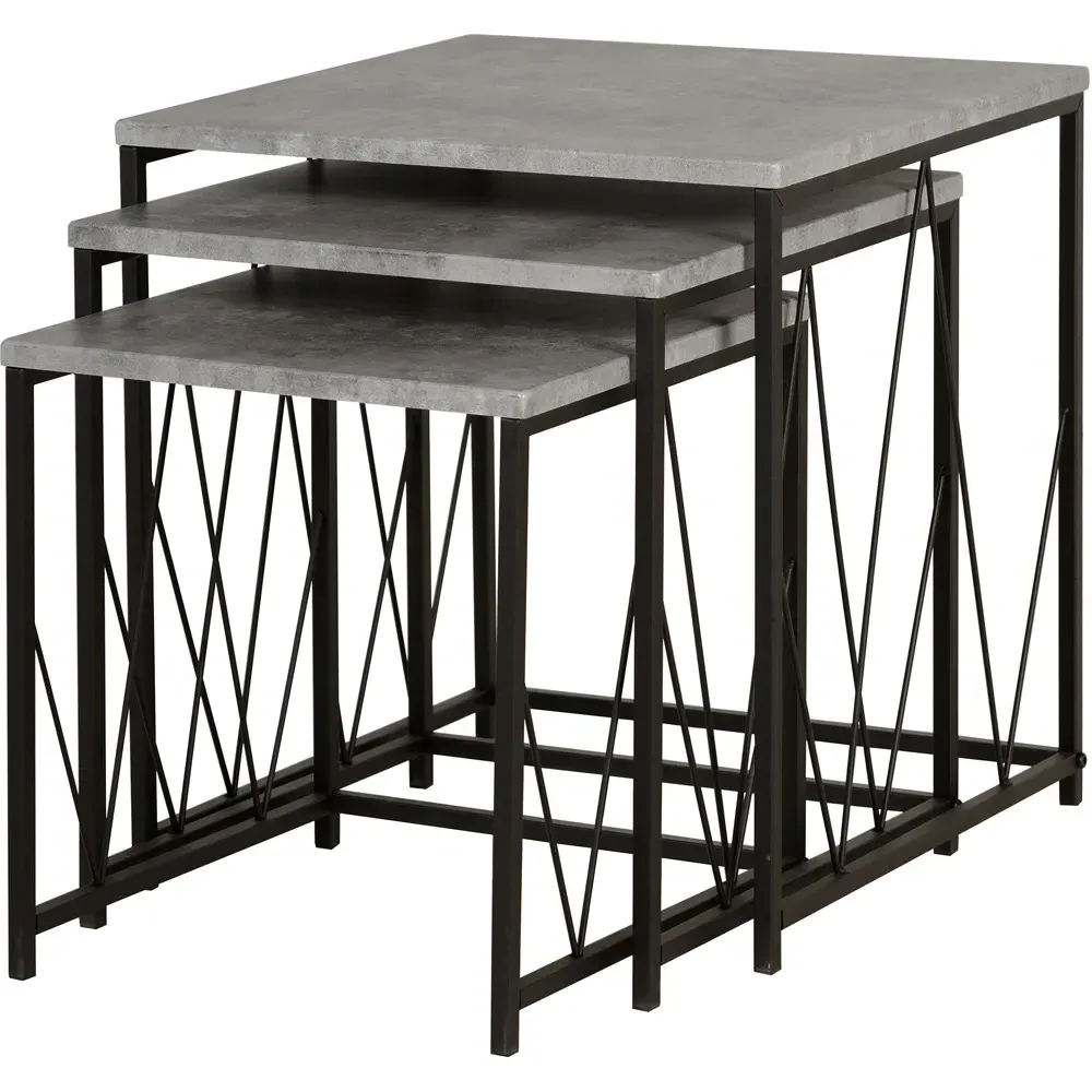 Athens Square Nest of Tables Set of 3 - Grey, Concrete