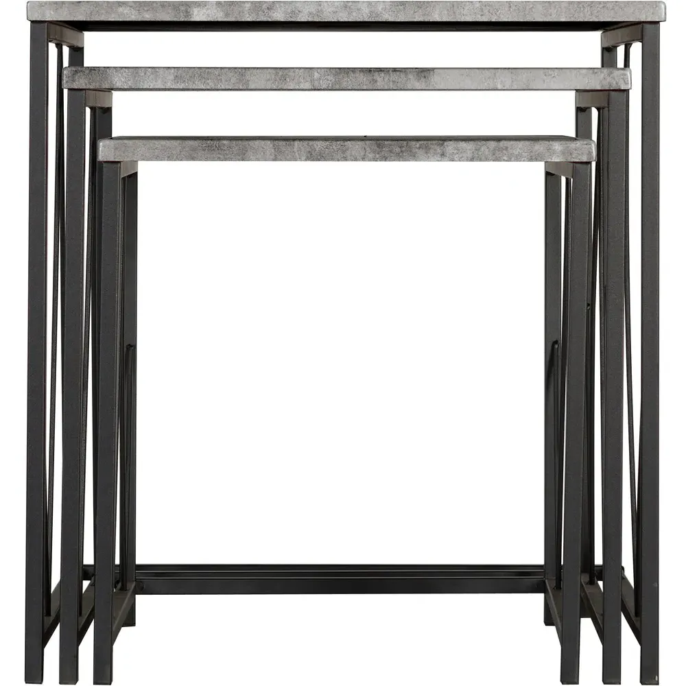 Athens Square Nest of Tables Set of 3 - Grey, Concrete