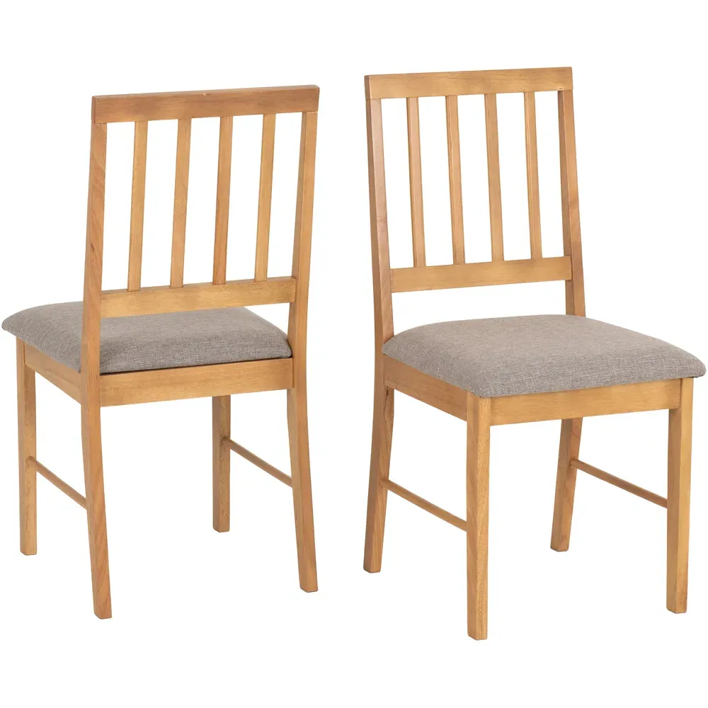 Austin Set of 2 Dining Chairs - Grey, Oak Effect