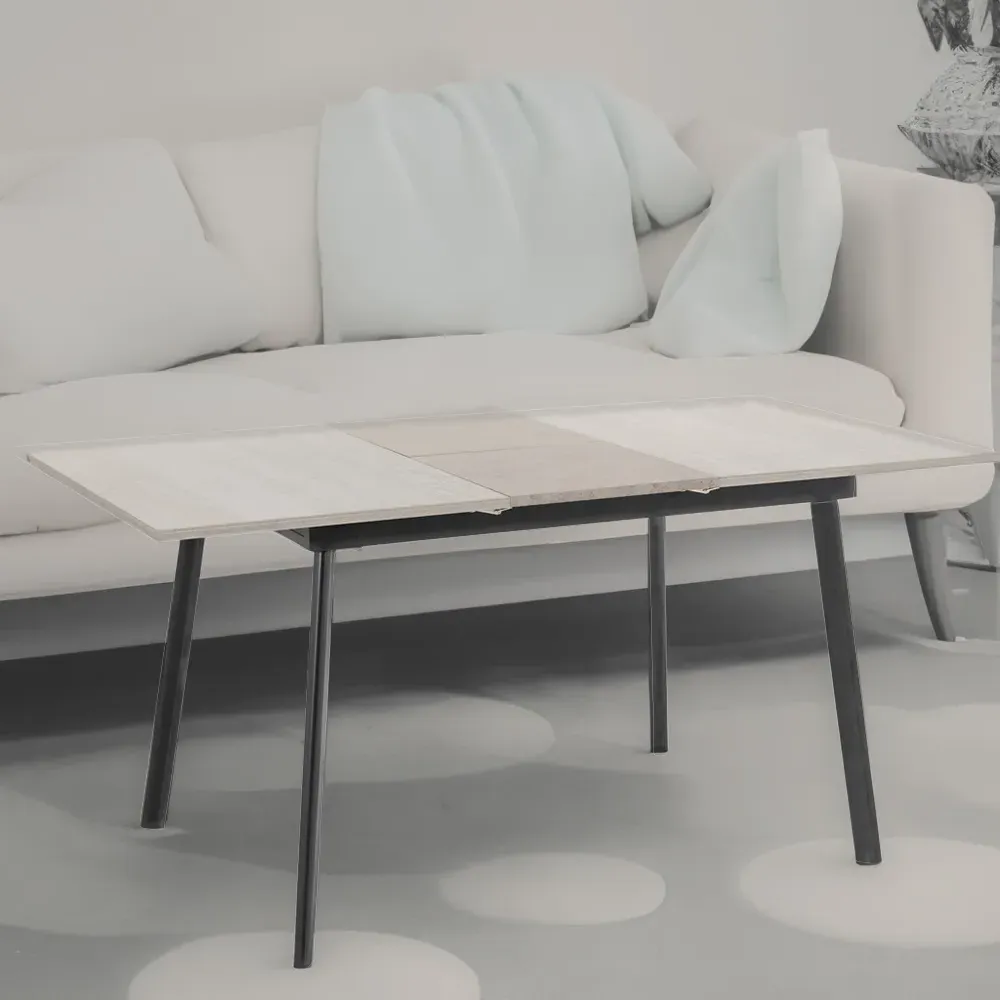 Avery 4 Seater Extending Dining Table - Concrete Grey, Oak image