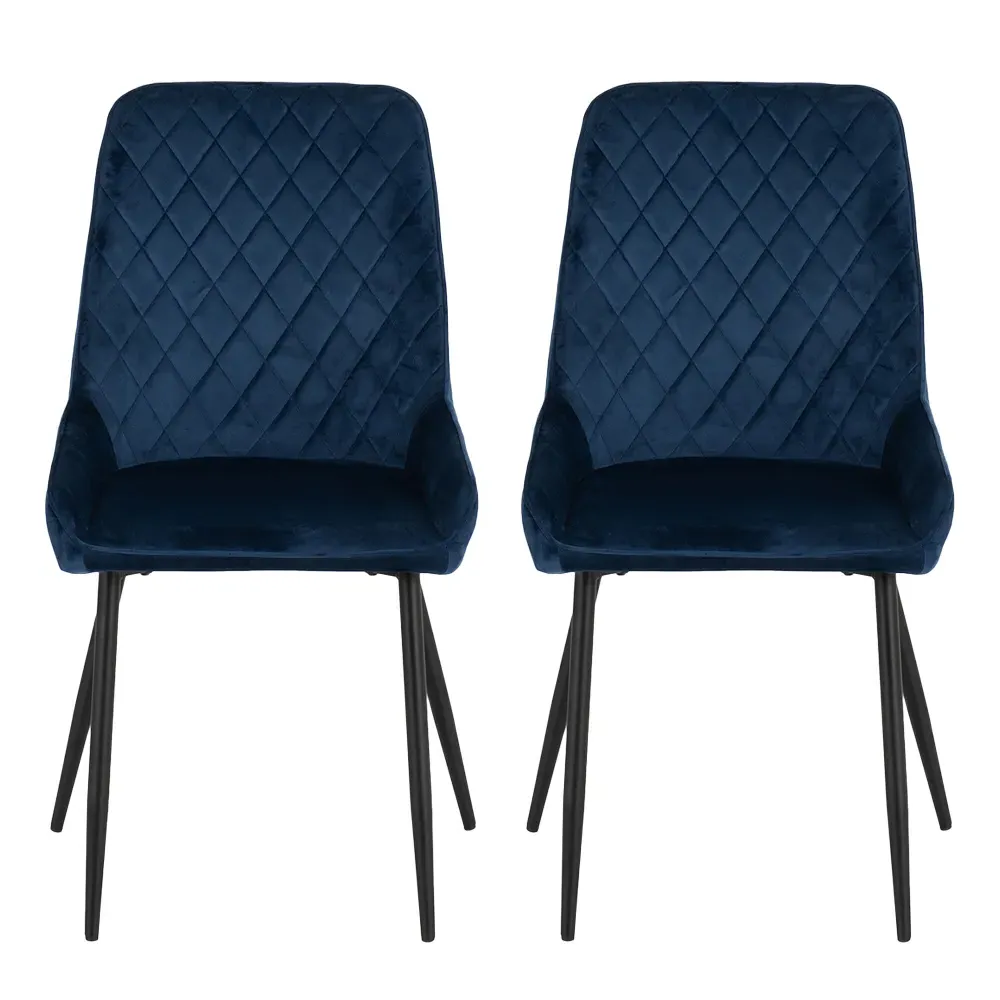 Avery Set of 2 Dining Chairs - Blue, Velvet