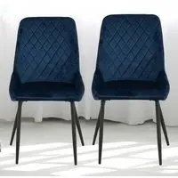 Avery Set of 2 Dining Chairs - Blue, Velvet