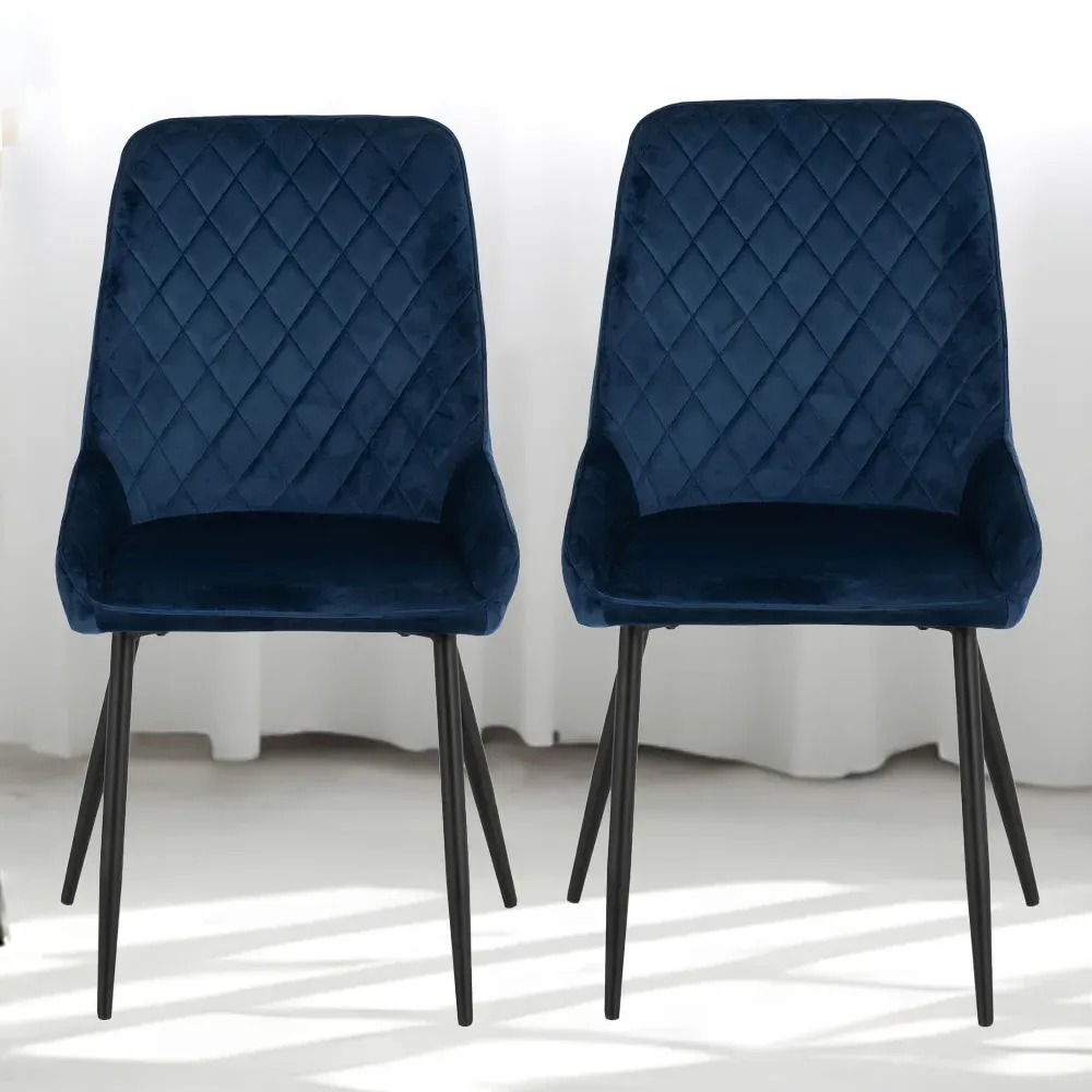 Avery Set of 2 Dining Chairs - Blue, Velvet image