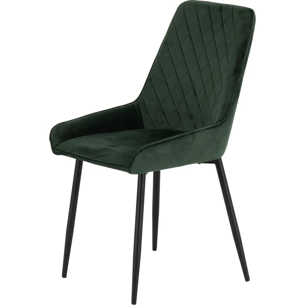 Avery Set of 2 Dining Chairs - Green, Velvet
