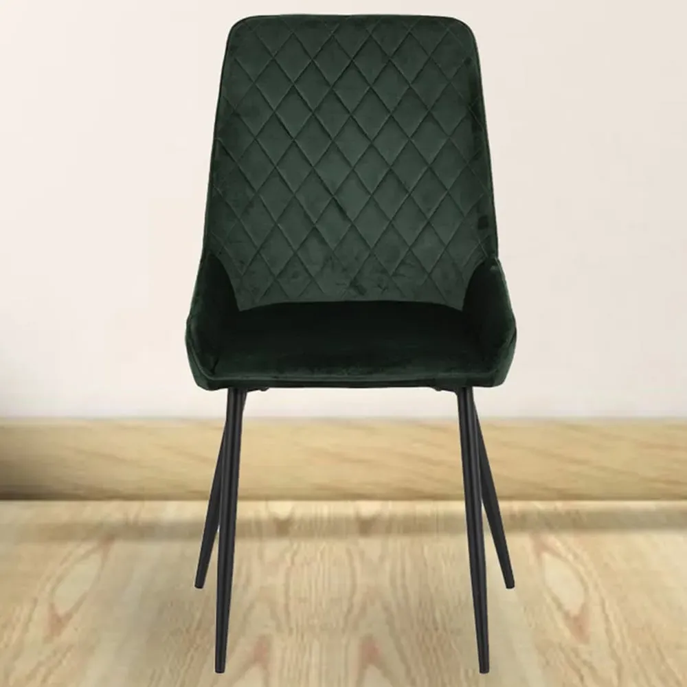 Avery Set of 2 Dining Chairs - Green, Velvet