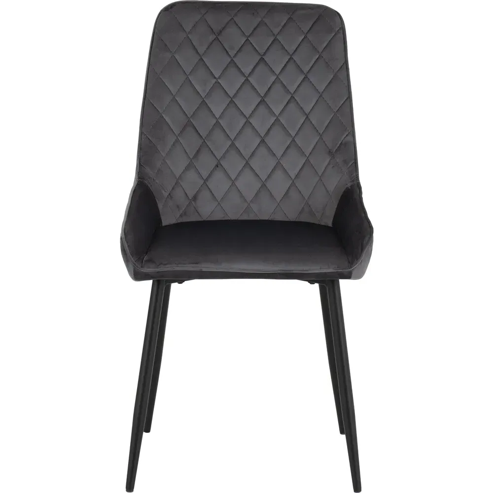 Avery Set of 2 Dining Chairs - Grey, Velvet