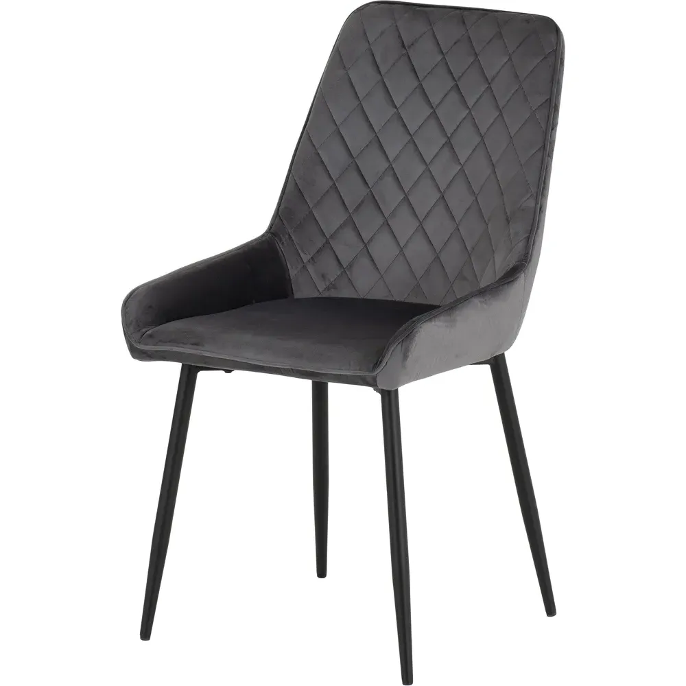 Avery Set of 2 Dining Chairs - Grey, Velvet