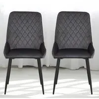 Avery Set of 2 Dining Chairs - Grey, Velvet
